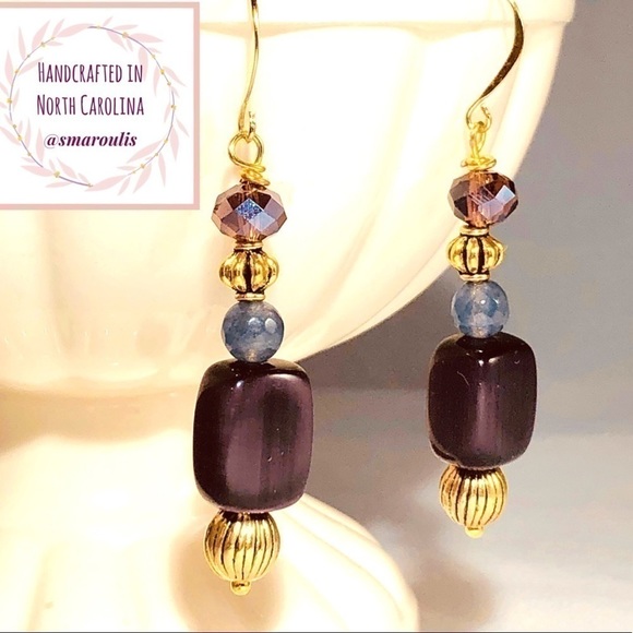 Sterling Silver Earrings w 14k Gold Vermeil Handmade in NC - Picture 8 of 8